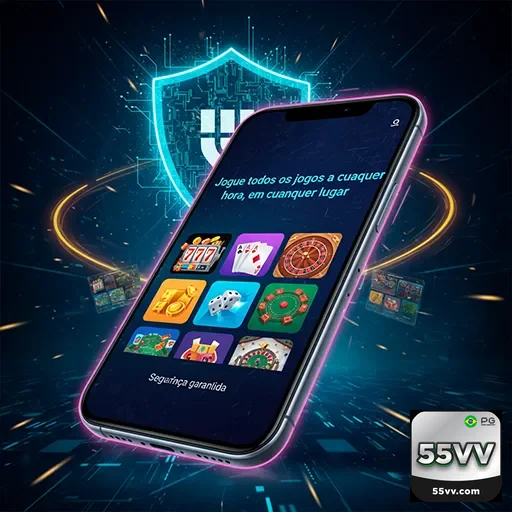 Imagem da app 55vv apresentada no site 55vv, destacando recursos e funcionalidades para usuários brasileiros.